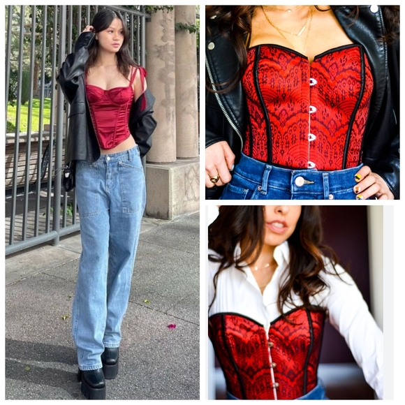 Corset - Red - Lace Up Back Sweetheart Neckline Size Medium - Picture 16 of 16